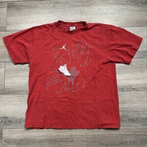 Air Jordan Shirt Mens XL Red Nike Is It The Shoes Crew Neck Short Sleeve VTG